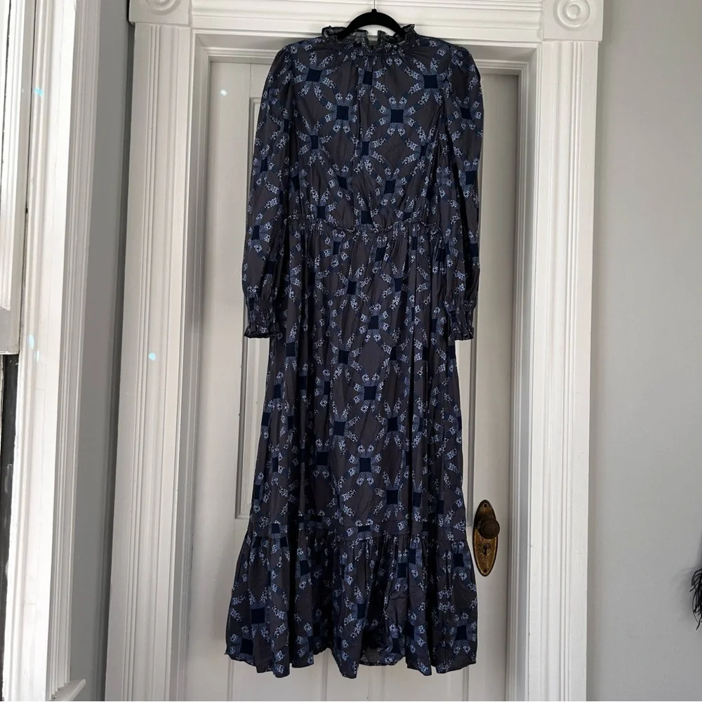 Universal Thread Women's Quilt Print Prairie High Collar Maxi Dress - Picture 2 of 7